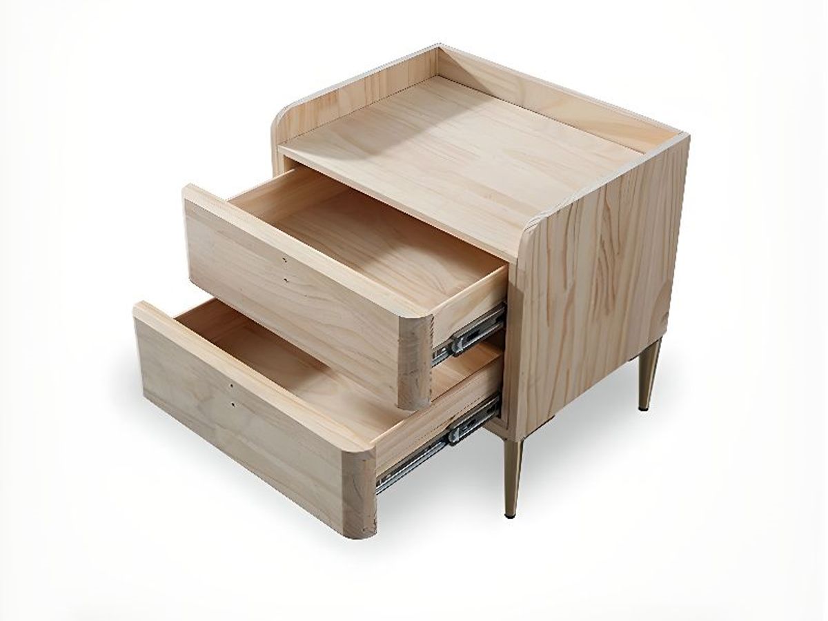 PU Leather 2-Drawer Nightstand with Gold Metal Legs | Factory Direct