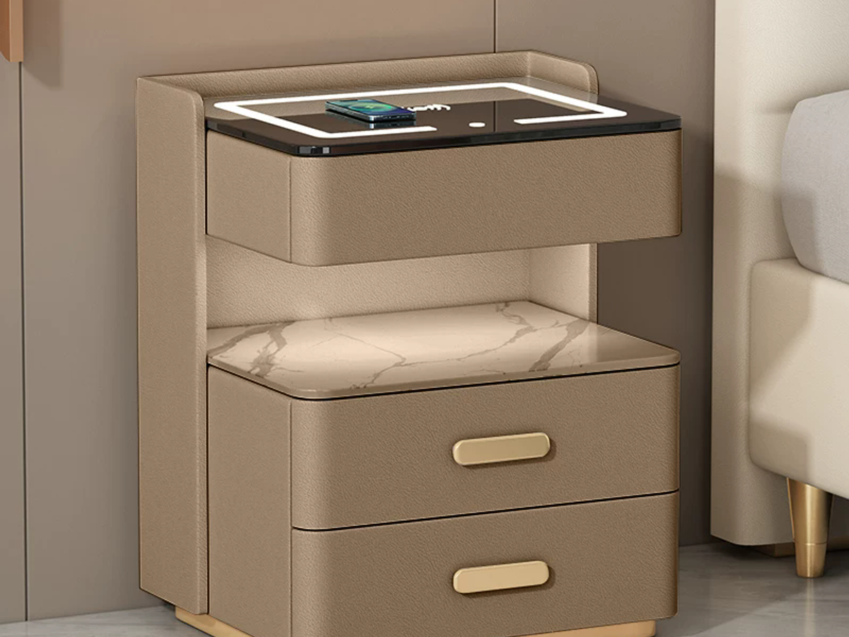 Smart Bedside Table with Safe & Wireless Charging | Solid Wood Nightstand Manufacturer