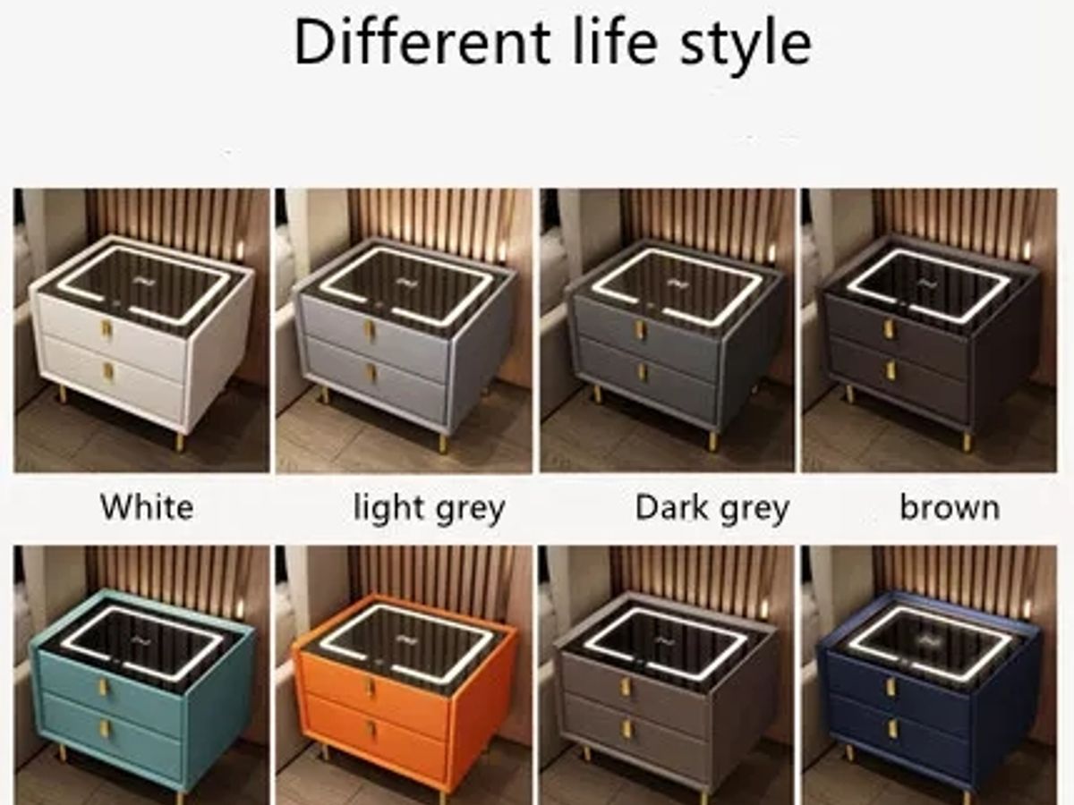 Smart Nightstand with Wireless Charging & LED Light