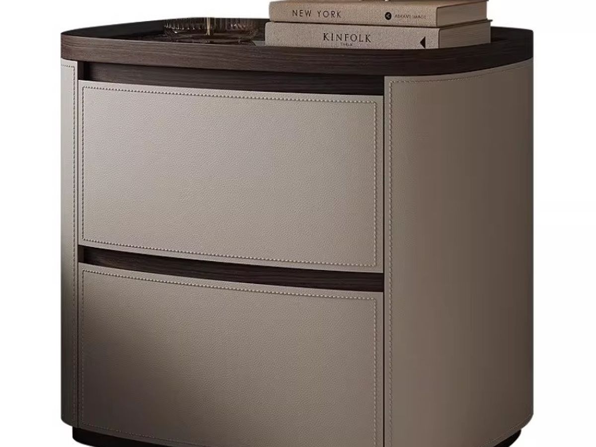 2-Drawer Leather Nightstand	Modern Bedside Table with Stone Top