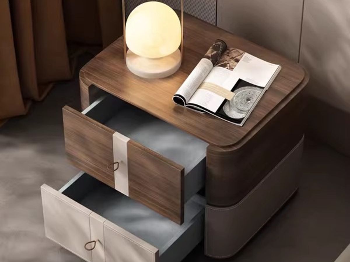 OEM Leather Nightstand Manufacturer Custom Bedside Table Factory