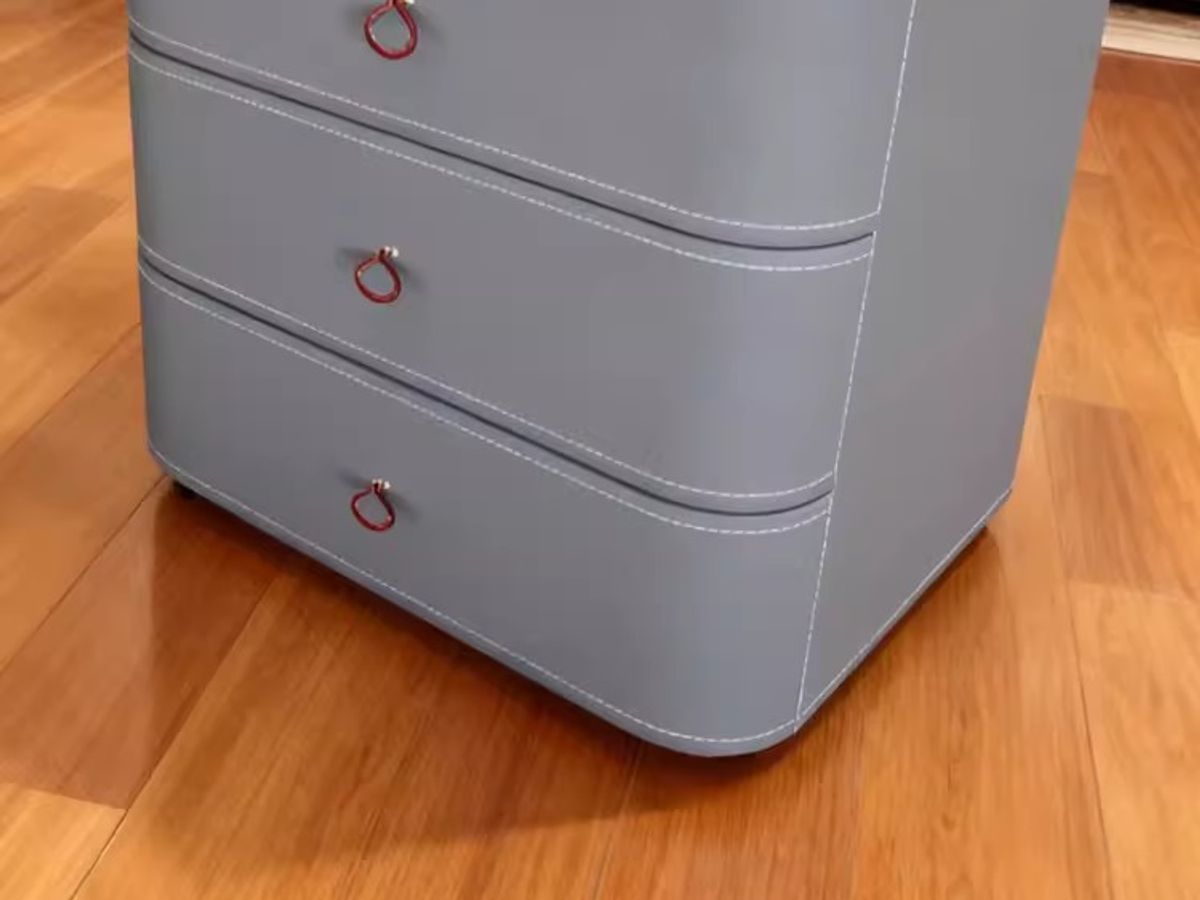 Premium Saddle Leather 2-Drawer Nightstand with Sintered Stone Top