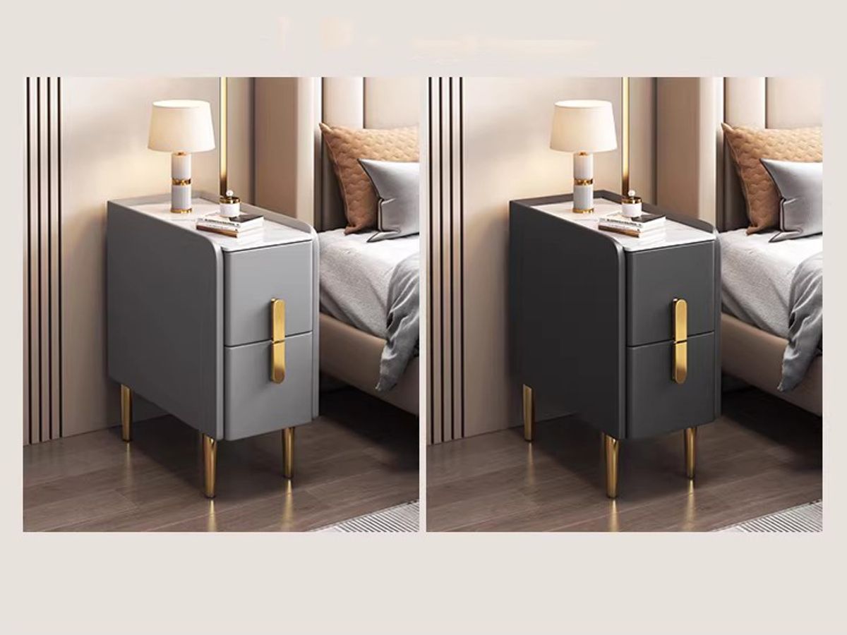 Modern Bedside Table with LED Light and Charging Station