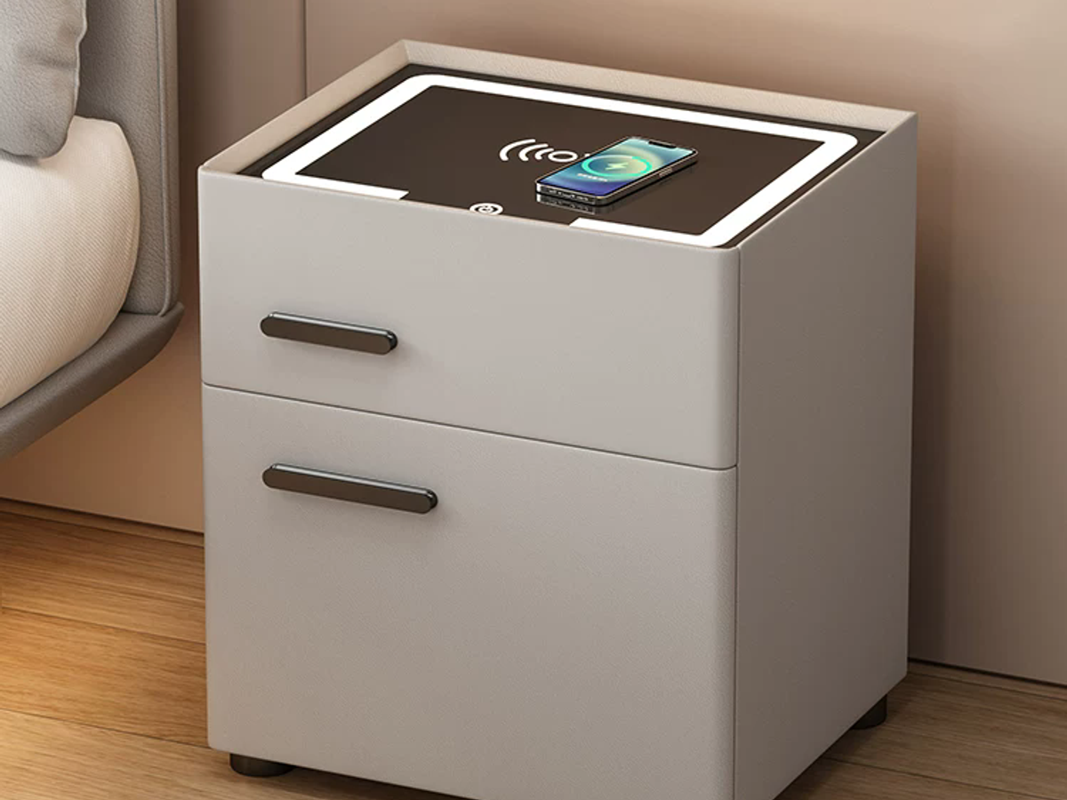 Smart Bedside Table with Wireless Charging, Safe & Bluetooth Speaker