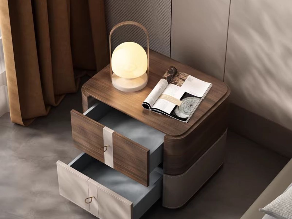 OEM Leather Nightstand Manufacturer Custom Bedside Table Factory