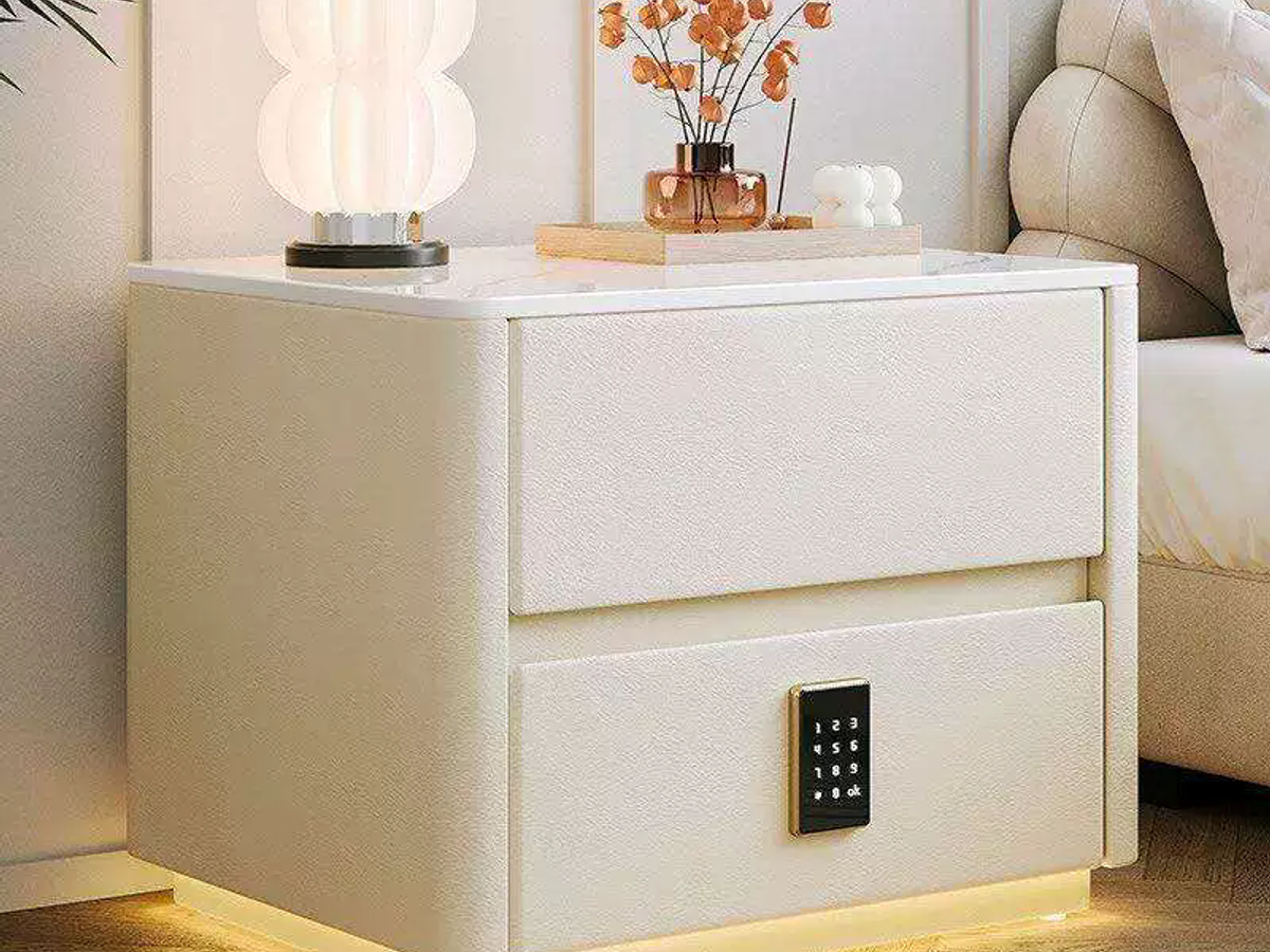 Solid Wood Smart Nightstand with Drawer, USB, Wireless Charging & LED Light