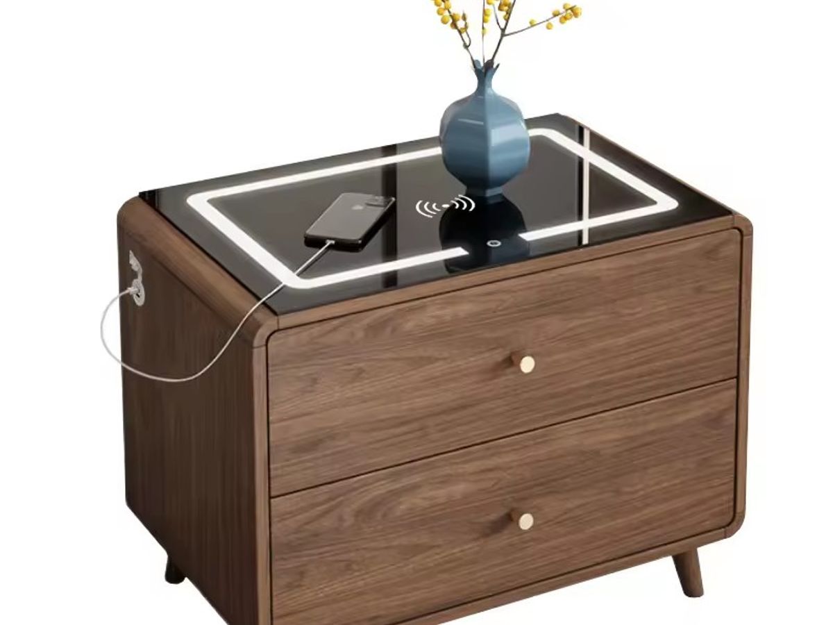 Smart Nightstand with Wireless Charging, LED Light & USB-C Ports | D2005 OEM Manufacturer China
