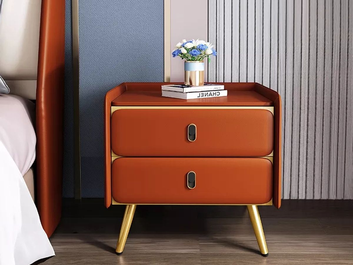 2-DRAWER SMART NIGHTSTAND – Upholstered MDF, Fingerprint Lock, Wireless Charger & Bluetooth Speaker