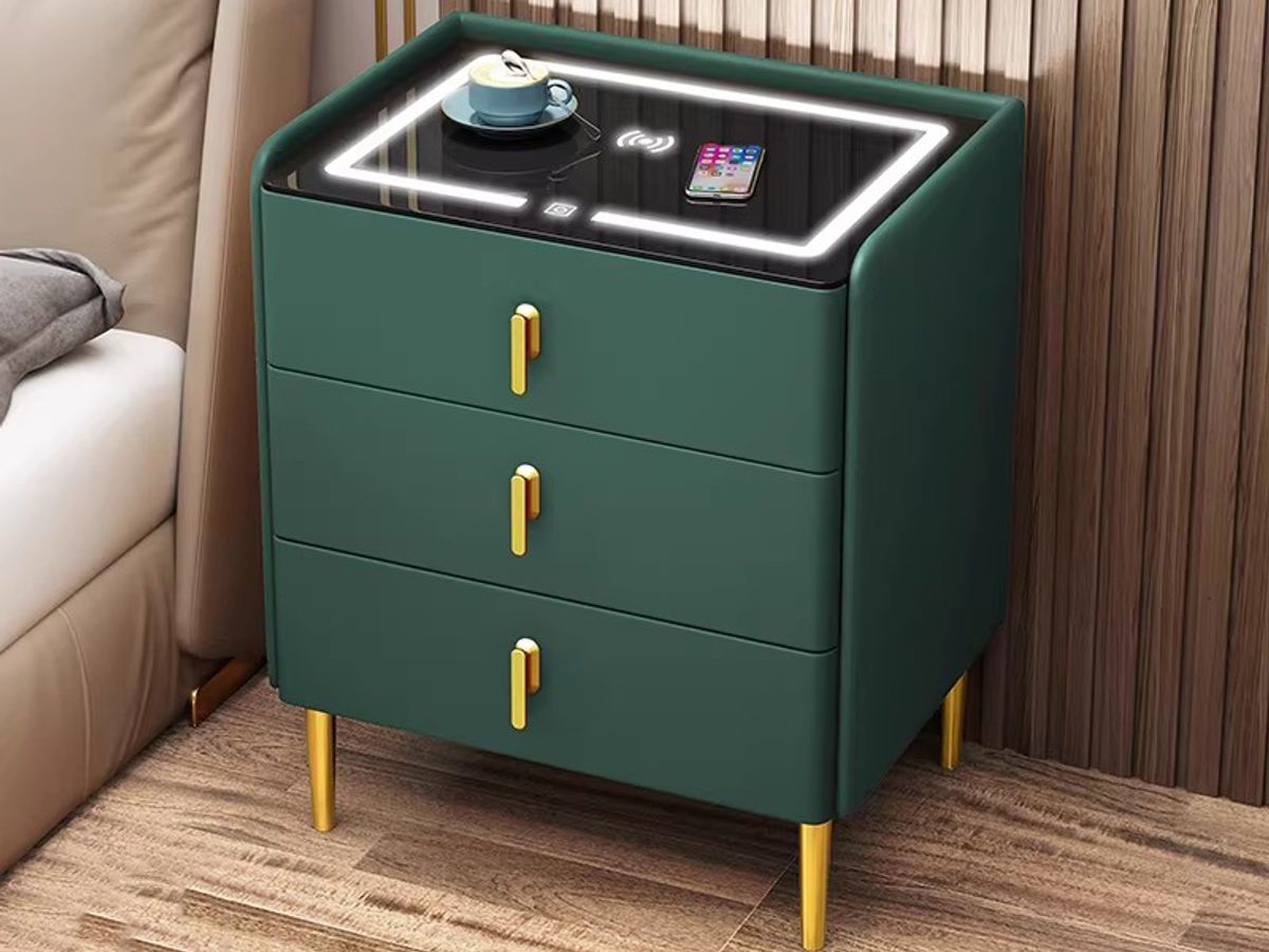 Smart Nightstand with Wireless Charging & Bluetooth Speakers