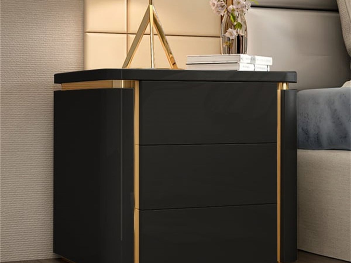Luxury Hotel Nightstand | High Gloss Lacquer Bedside Table Supplier