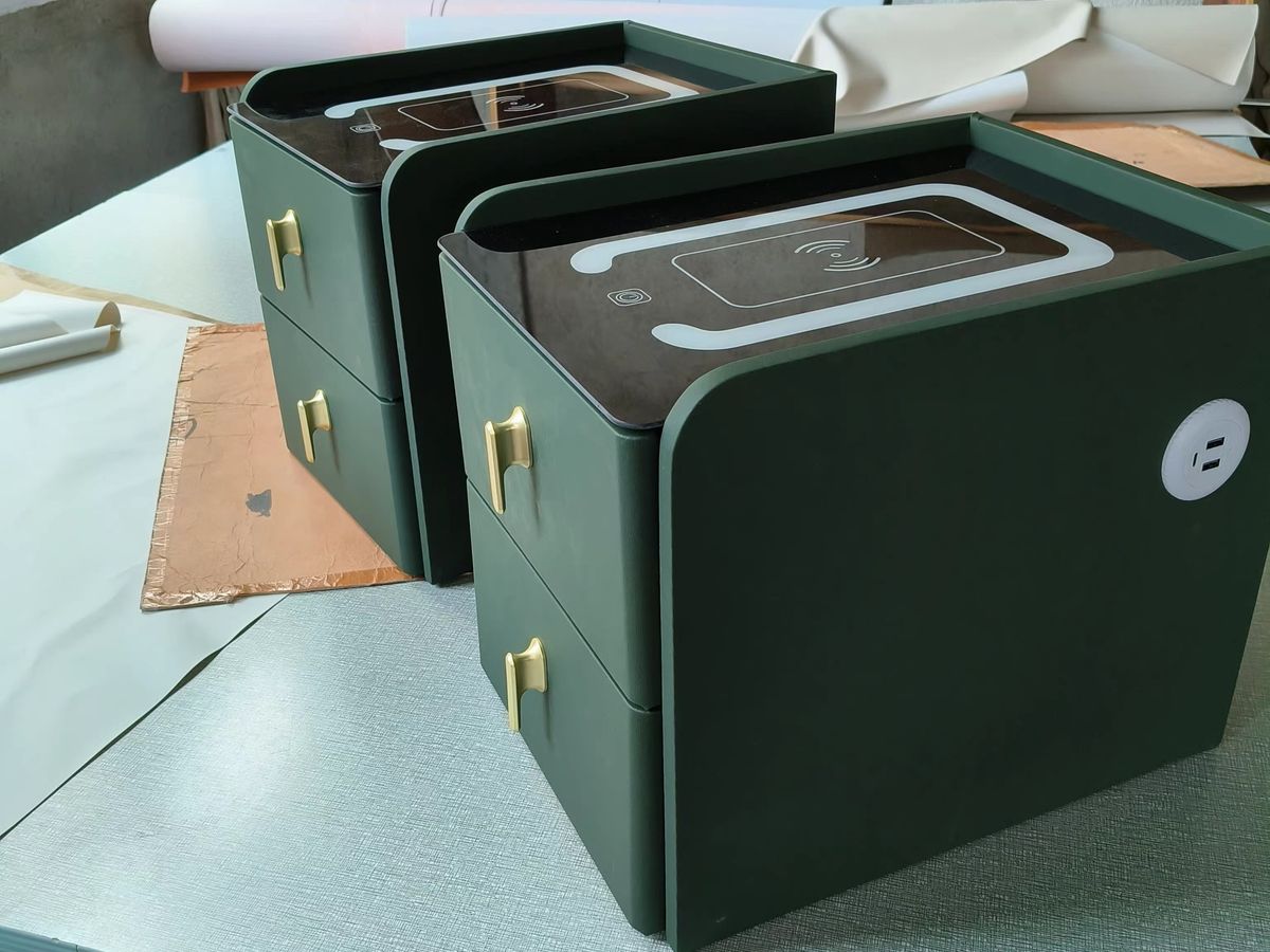 Solid Wood USB Bedside Table with Simple Modern Design