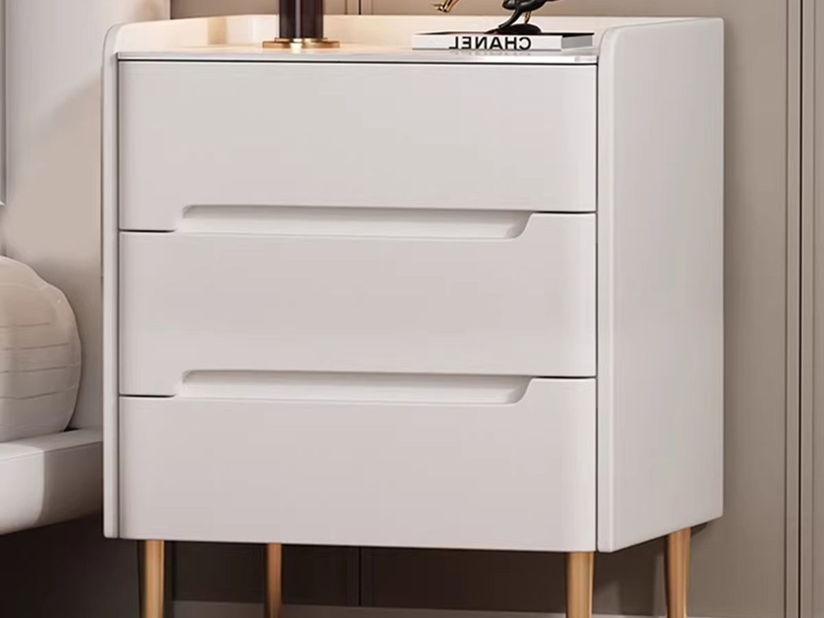 PU Leather Bedside Table with Drawers | Contemporary Nightstand