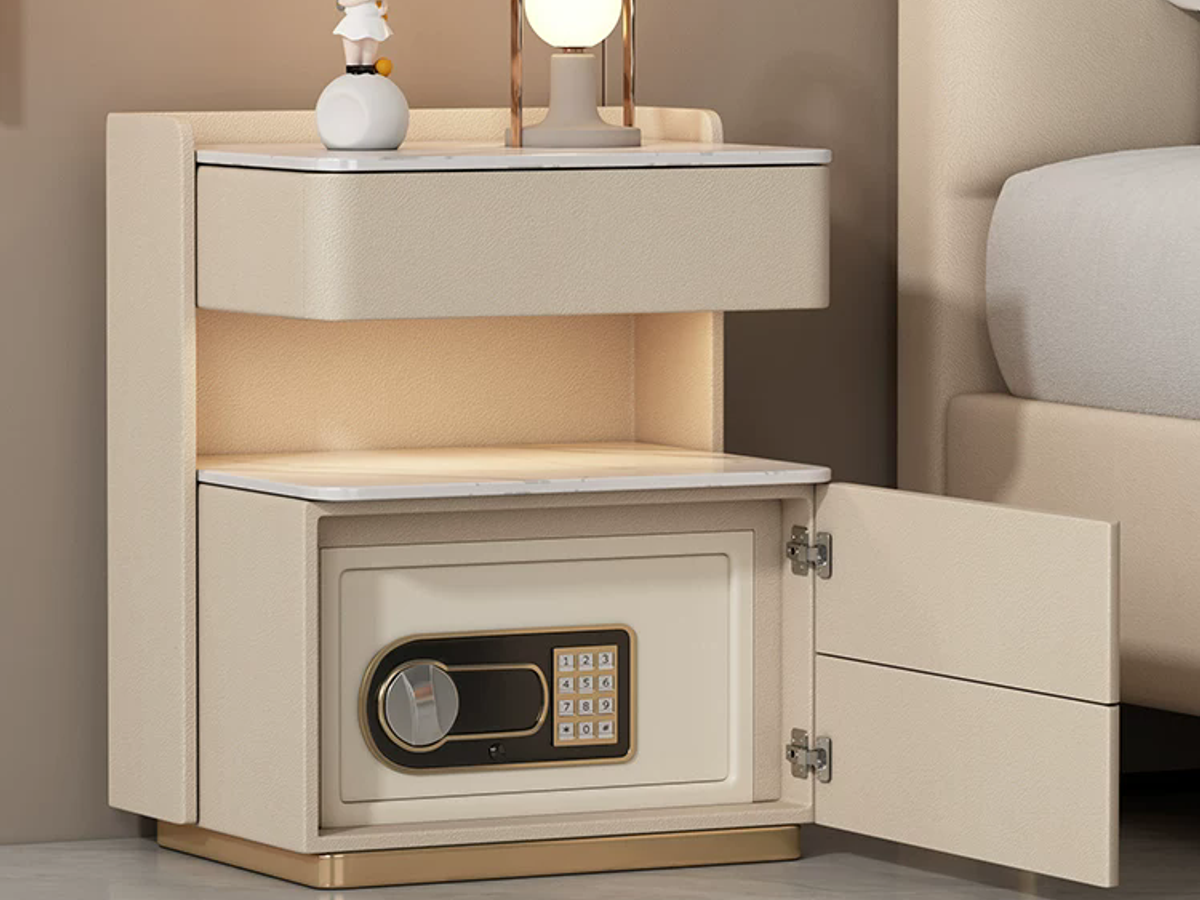 Smart Bedside Table with Safe & Wireless Charging | Solid Wood Nightstand Manufacturer