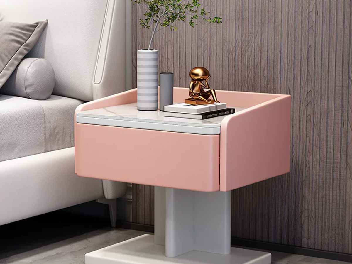 WOOD BEDSTAND – Smart Nightstand with Wireless Charger, Bluetooth Speaker & Fingerprint Lock