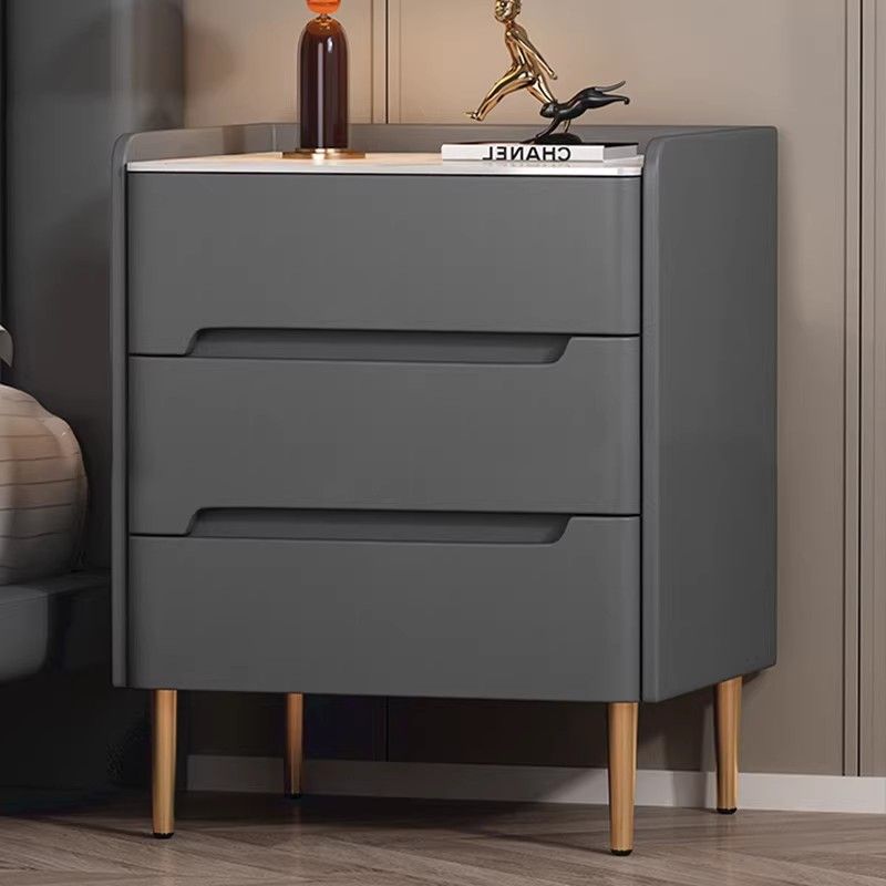 PU Leather Bedside Table with Drawers | Contemporary Nightstand