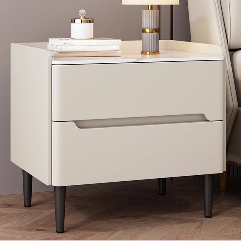 Gold Leg Nightstand with Sintered Stone Top | Luxury Bedside Table