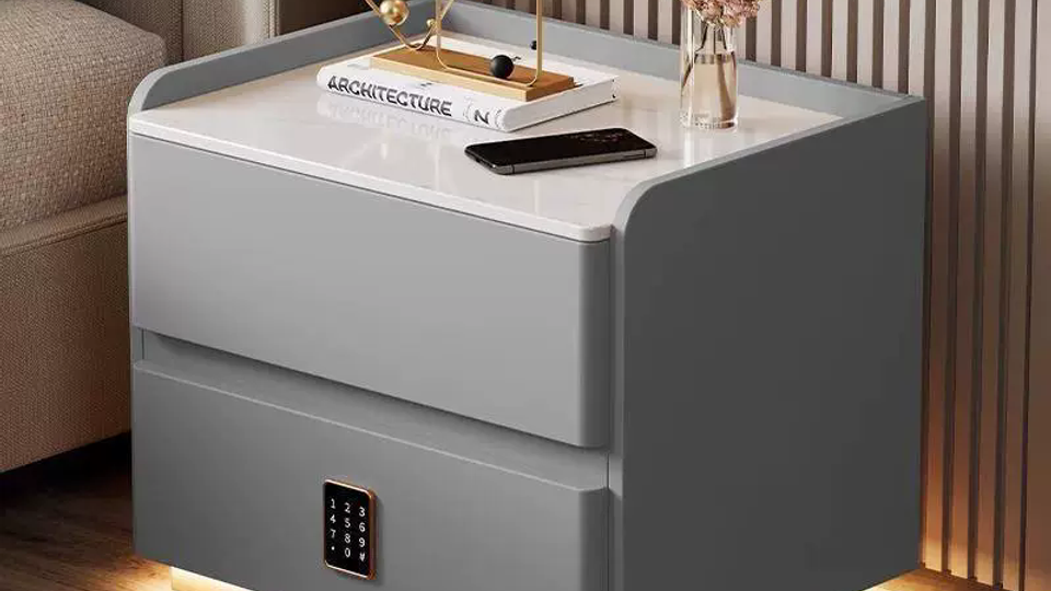 Solid Wood Smart Nightstand with Drawer, USB, Wireless Charging & LED Light