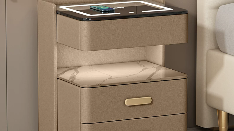 Smart Bedside Table with Safe & Wireless Charging | Solid Wood Nightstand Manufacturer