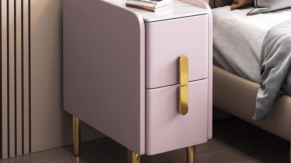 Modern Bedside Table with LED Light and Charging Station